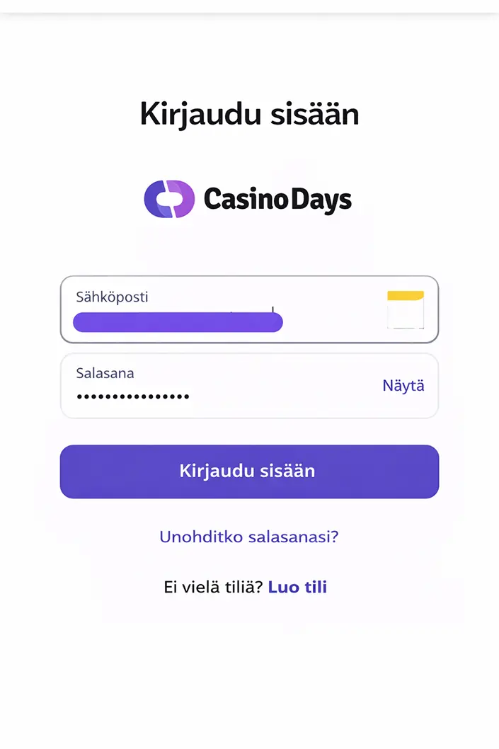 Casinodays — Kirjautuminen Casinodaysiin